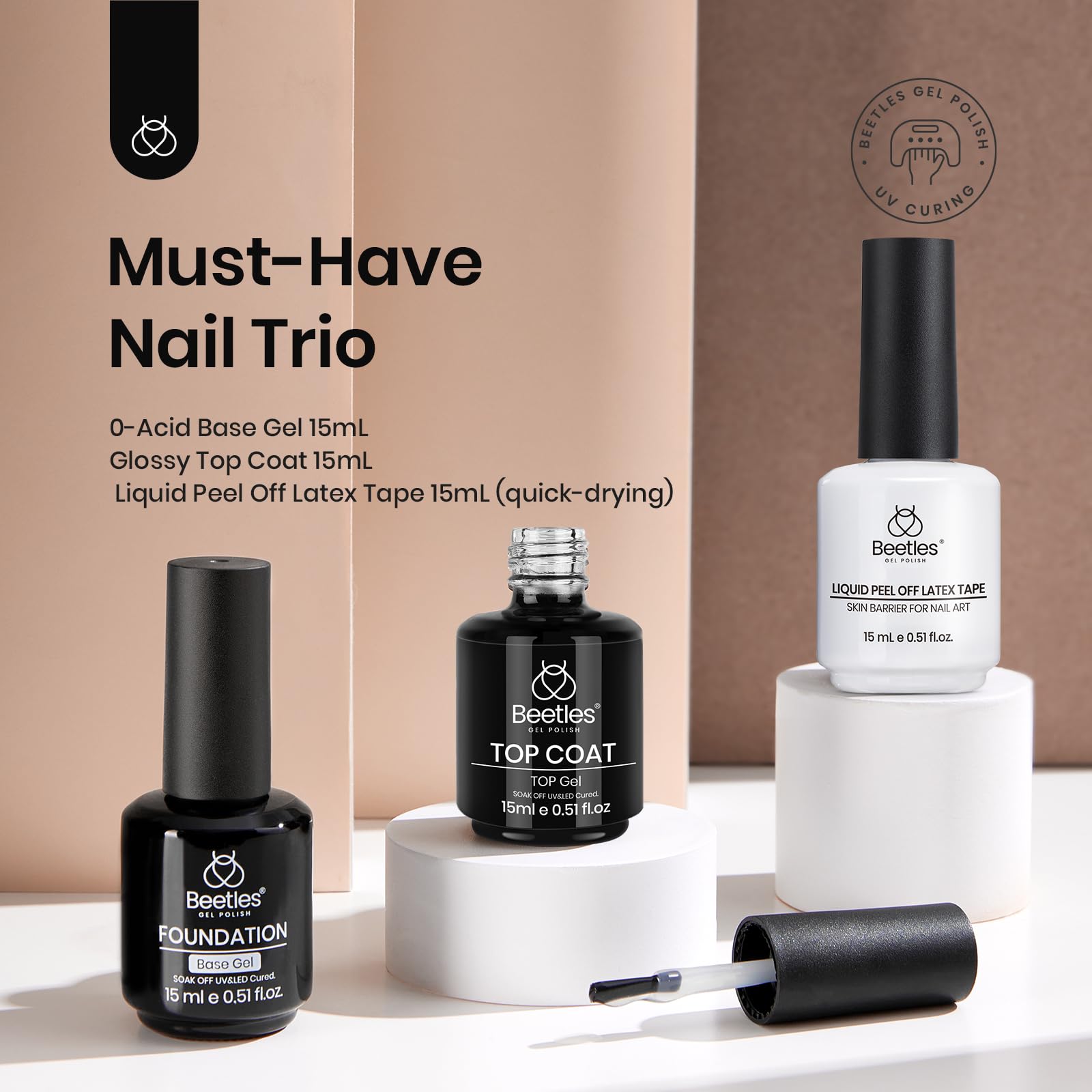 Beetles top coat 15ml delivers high gloss and durable wear.