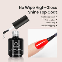 Beetles Top Coat 15ml delivers no-wipe gloss and chip protection.