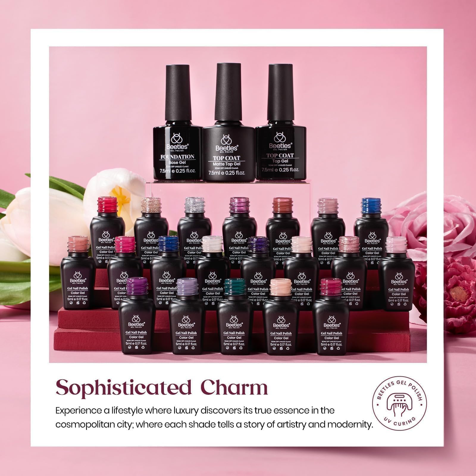 Beetles Glossy Top Coat No‑Wipe for brilliant shine on nails