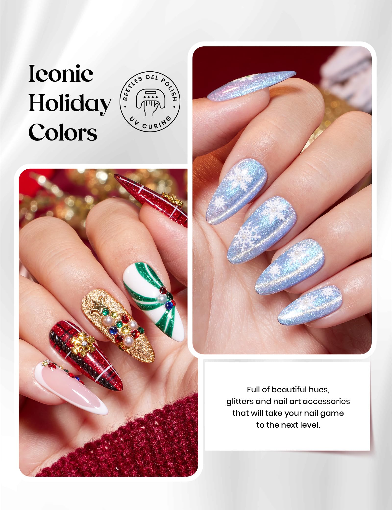 Beetles Matte Top Coat Gel Polish creates a velvety, modern holiday look.