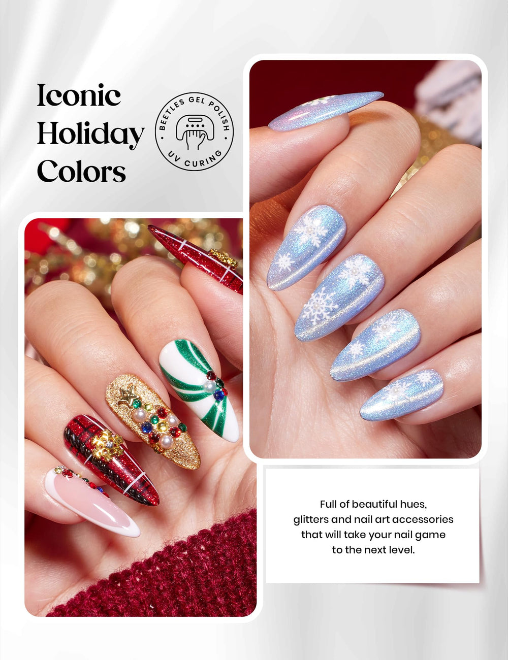 Beetles Matte Top Coat Gel Polish creates a velvety, modern holiday look.