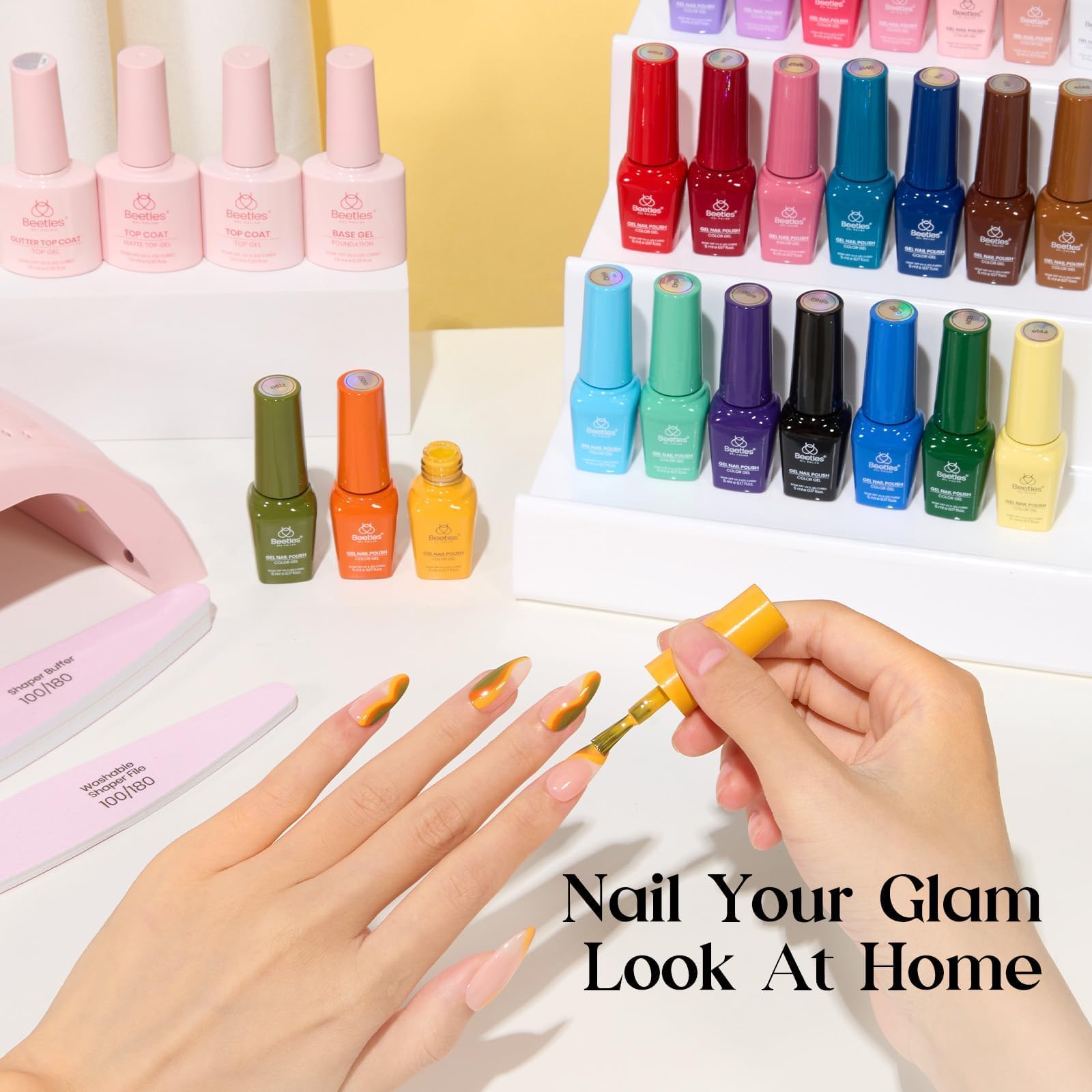 Beetles matte top coat bottle adds a chic, velvety finish.