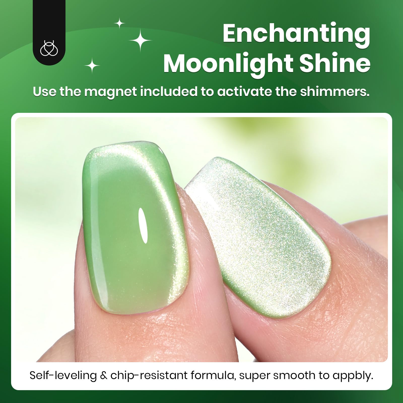 Beetles Translucent Green Cat Eye Nail Polish depth and glow
