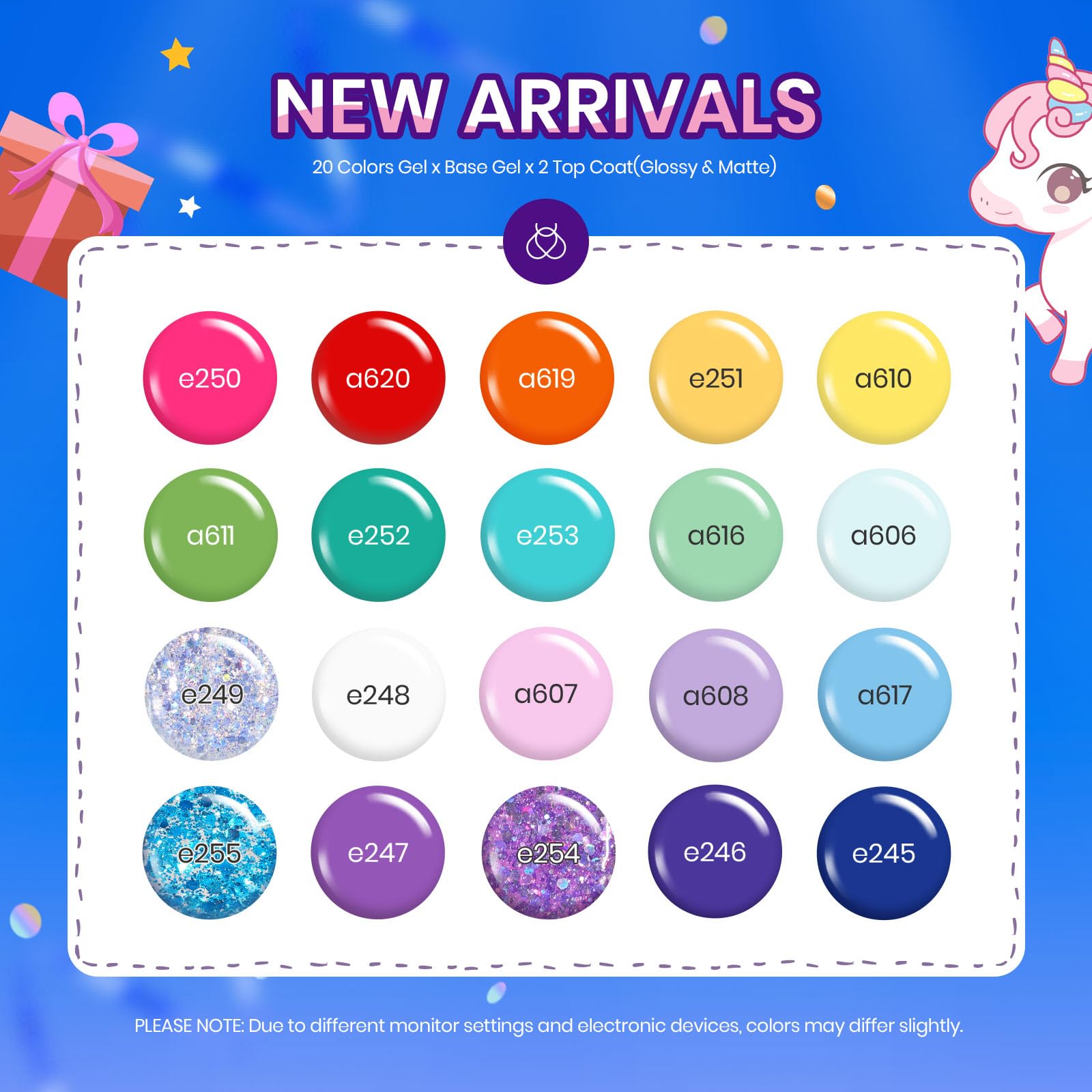 Beetles Unicorn collection gel polishes for creative nail art inspiration.