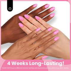 Beetles pink gel polish under UV lamp delivering durable shine.