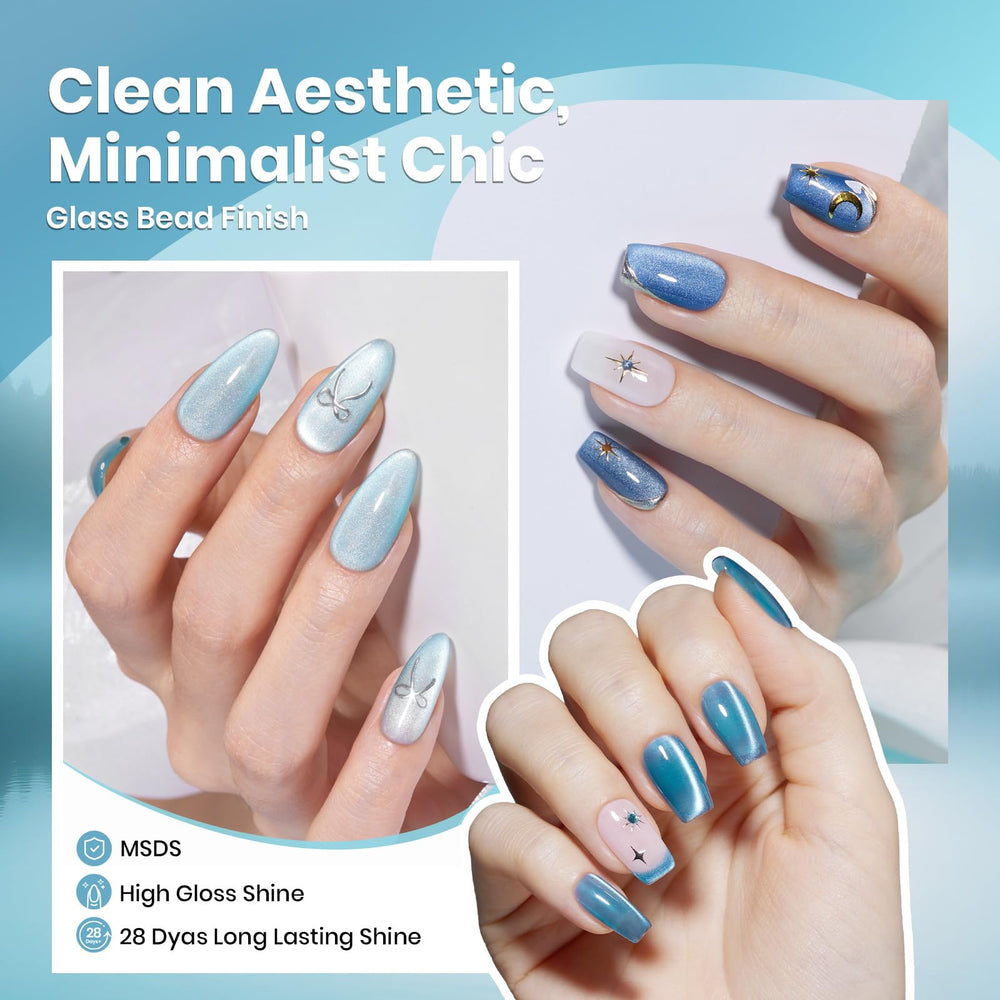 Beetles UV/LED curing of the Moonlit Mist gel polish for a fast, glossy finish.