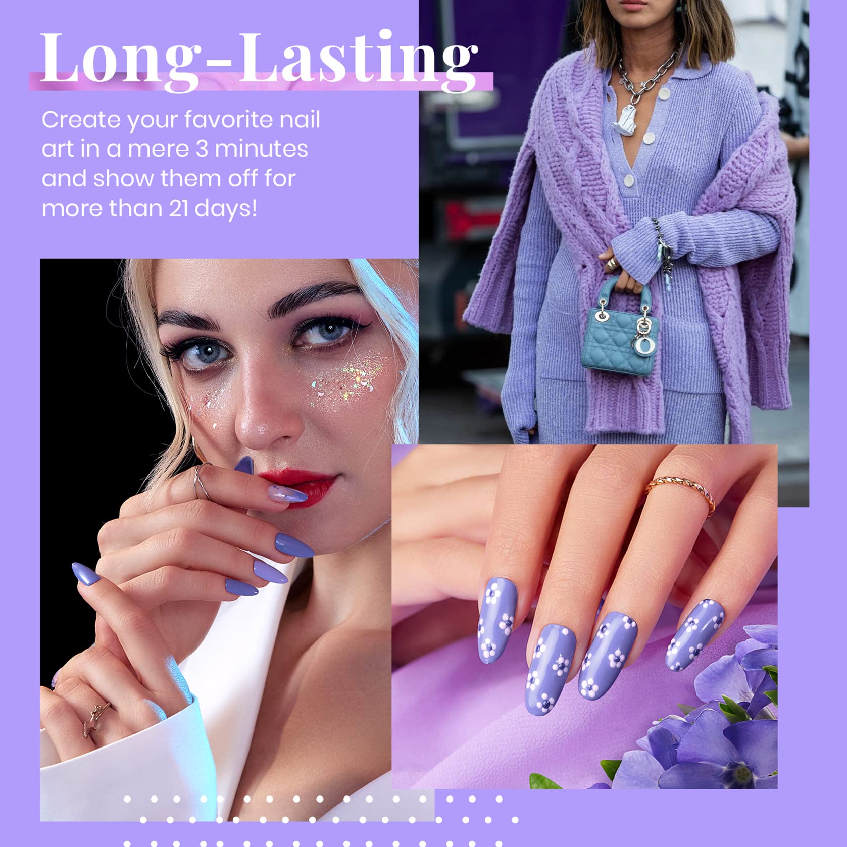 Beetles Purple Gel Polish curing under UV/LED light for fast finish