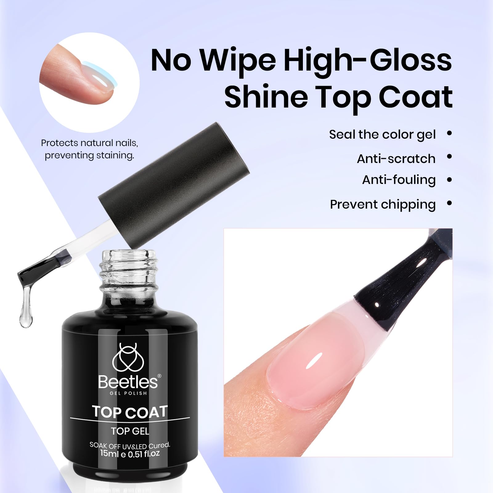 Beetles UV-LED lamp curing compatibility for quick nails.