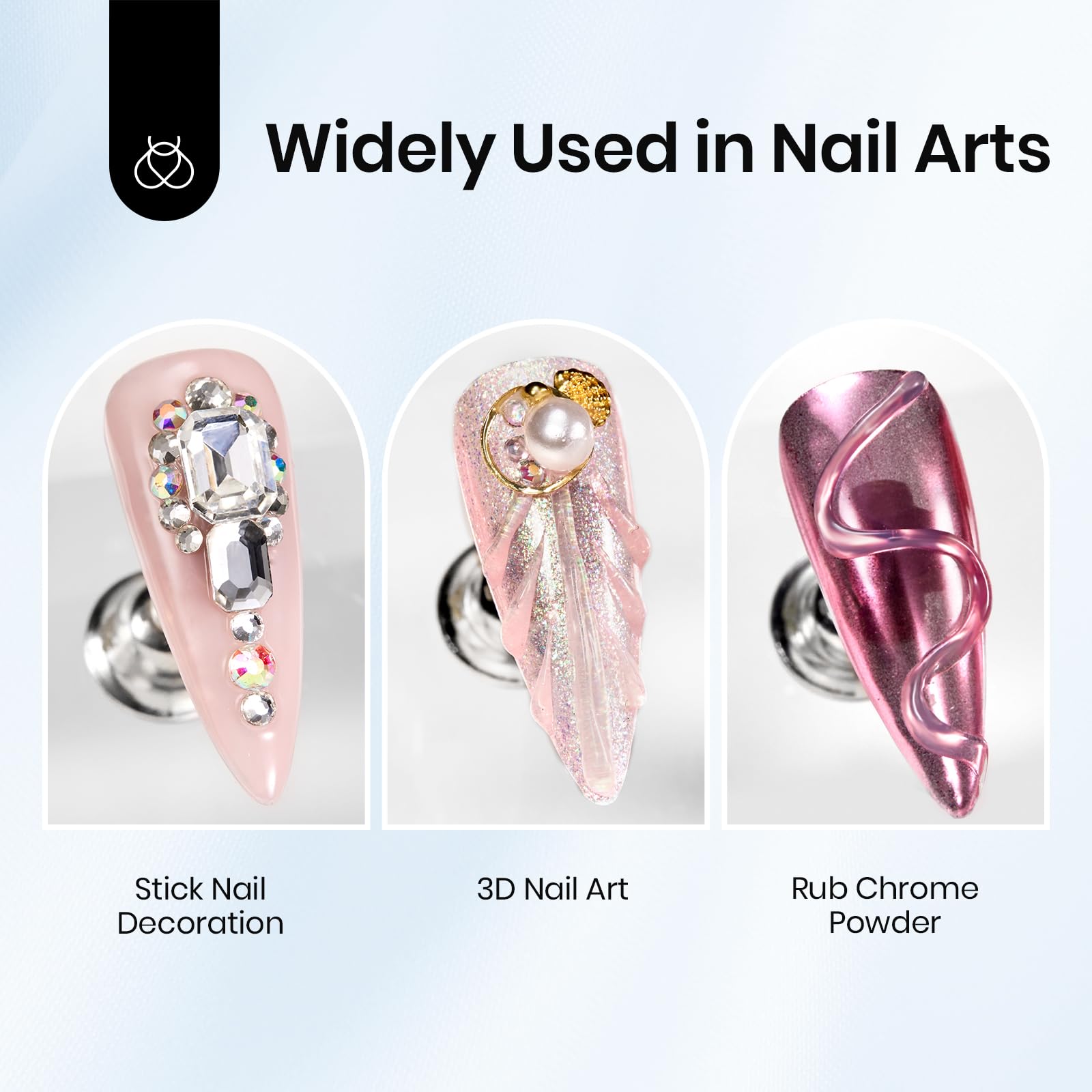 Beetles UV/LED nail gel supports beginner-friendly 3D accents and rhinestones.