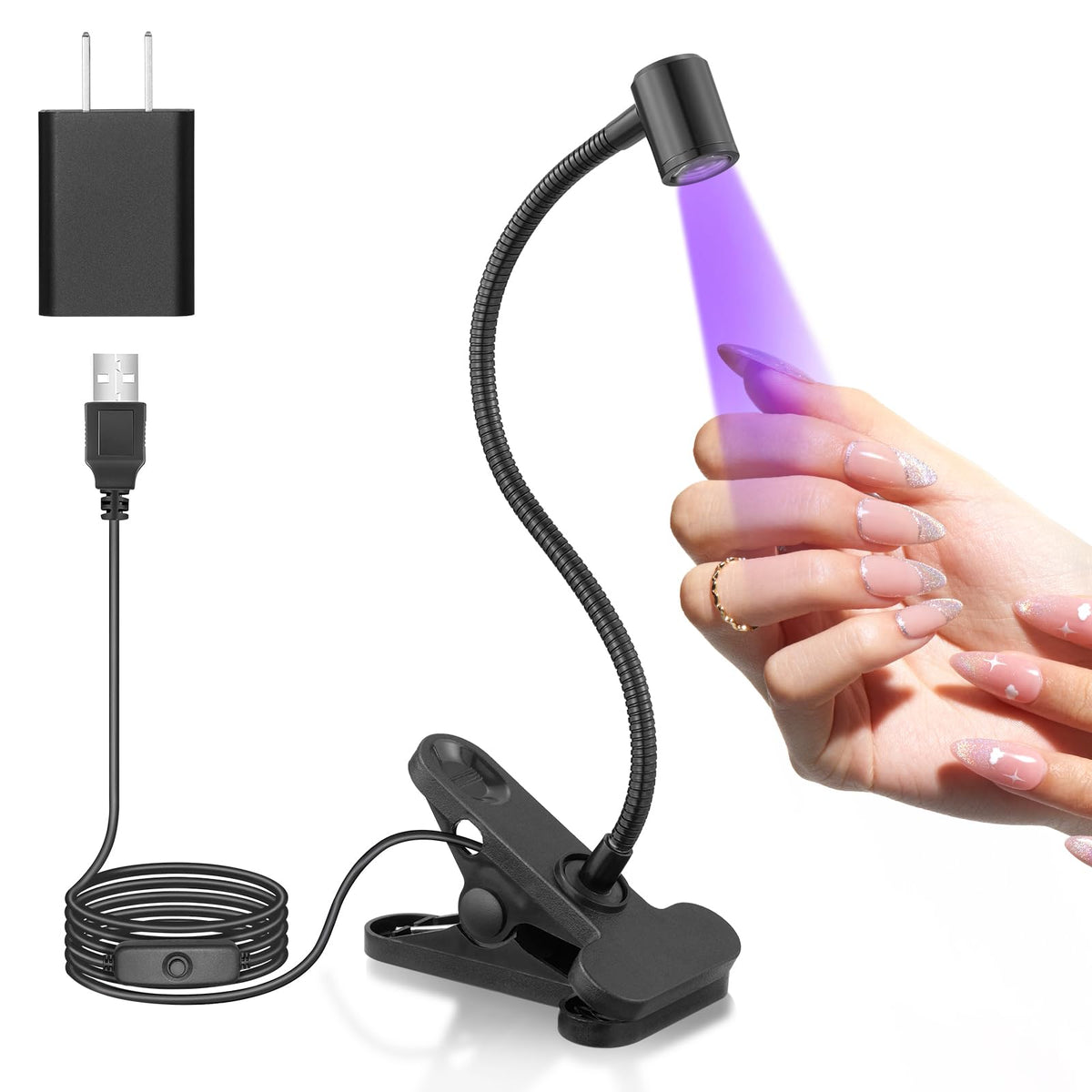 Beetles UV nail lamp 395nm gooseneck for precise gel curing.
