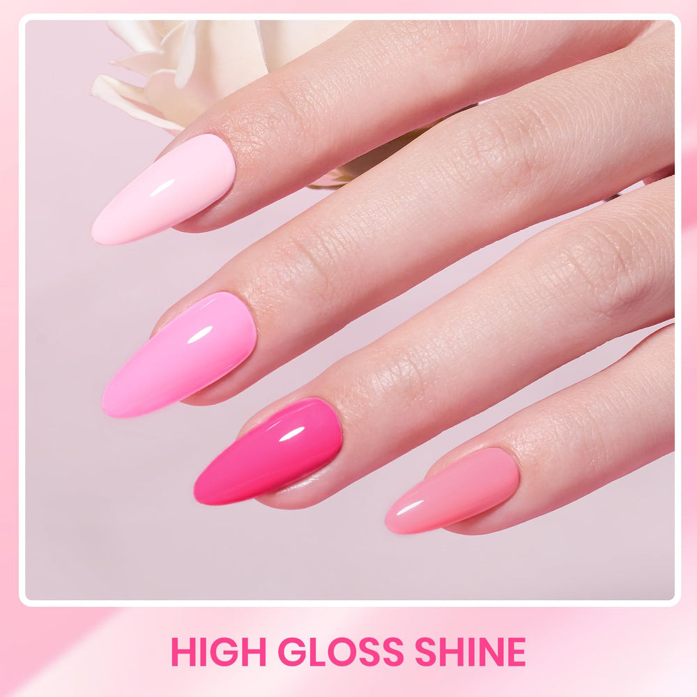 Beetles Valentines Gel Polish Set color swatches display soft pink to nude hues for inspiration.