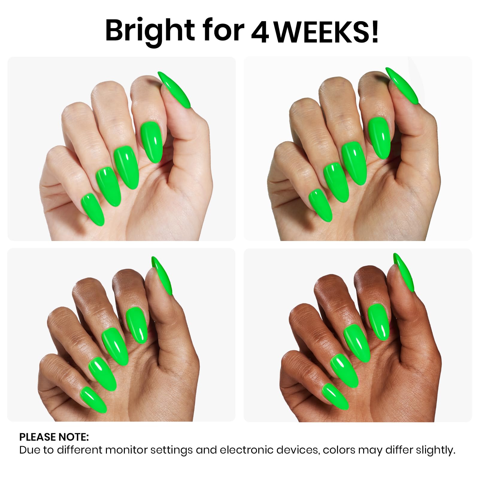 Beetles Valentines Green Gel Nail Polish gloss close up shows high gloss shine