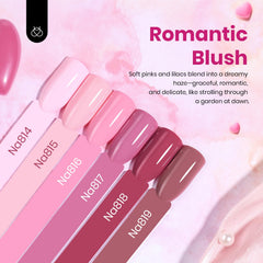 Beetles Valentines pink gel on nails showing glossy long-lasting shine.