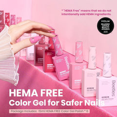 Beetles Valentines pink nail polish bottle close-up highlighting vibrant shades.