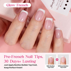 Beetles Valentines pink-white French tip nails with kit accessories for durable wear