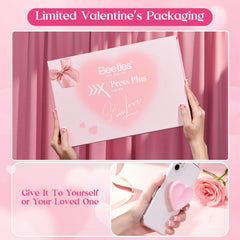 Beetles Valentines short-square nails with pink-white French tip for fast flawless look