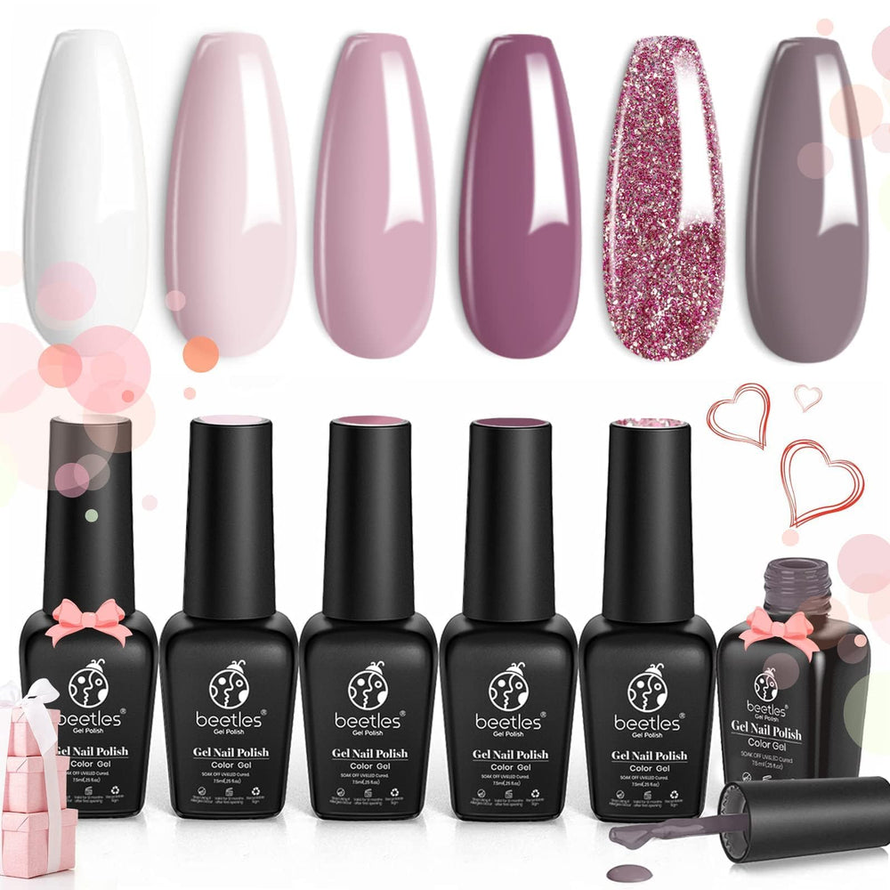 Beetles Wedding flat lay of six colors in a sleek arrangement