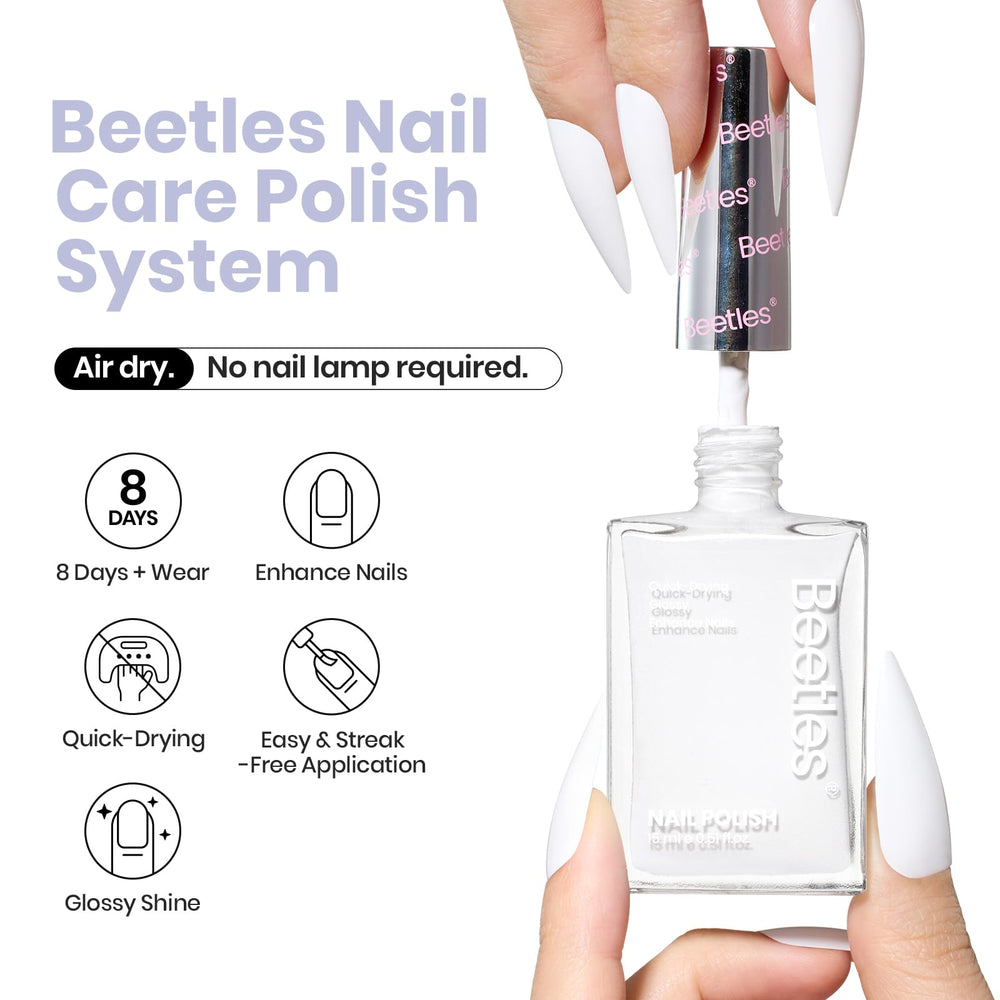 Beetles White Fantasy nail polish brush close-up showing smooth, even application
