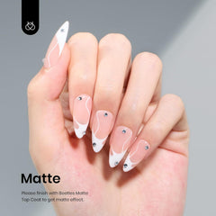 Beetles White Gel Polish used for French manicure look on natural nails.