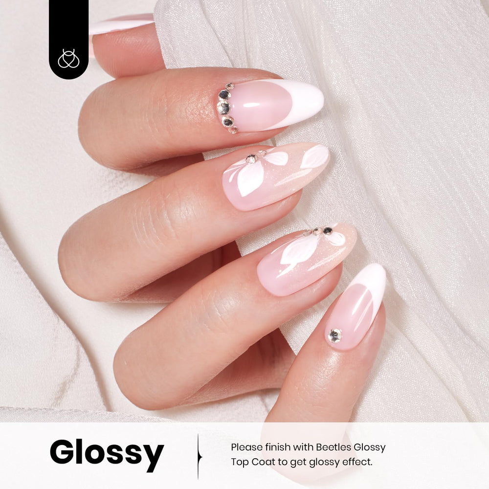 Beetles White Gel Nail Polish on nail shows a glossy, even finish.