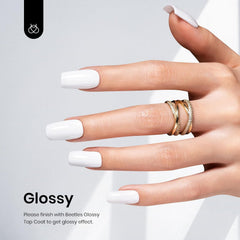 Beetles White Gel Polish Finish: high-gloss shine for salon-like nails.