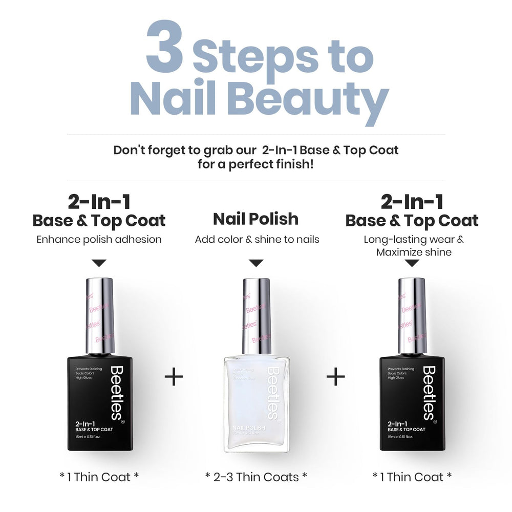 Beetles White Nail Polish quick-dry formula in action on nails.