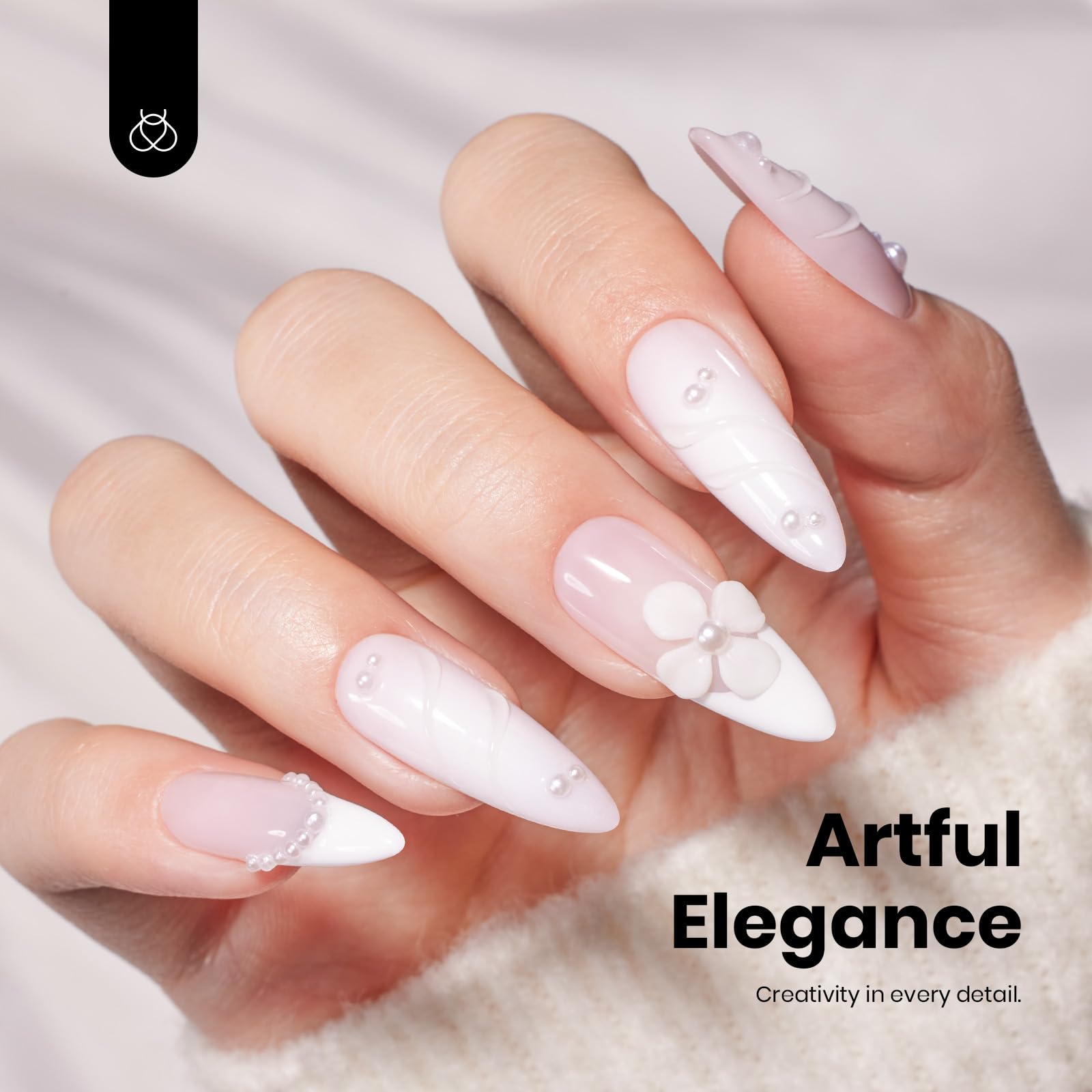 Beetles White Rhythm nail with long-lasting glossy finish.