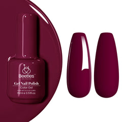 Beetles Gel Polish wine red bottle closeup showing rich burgundy shade and glossy finish