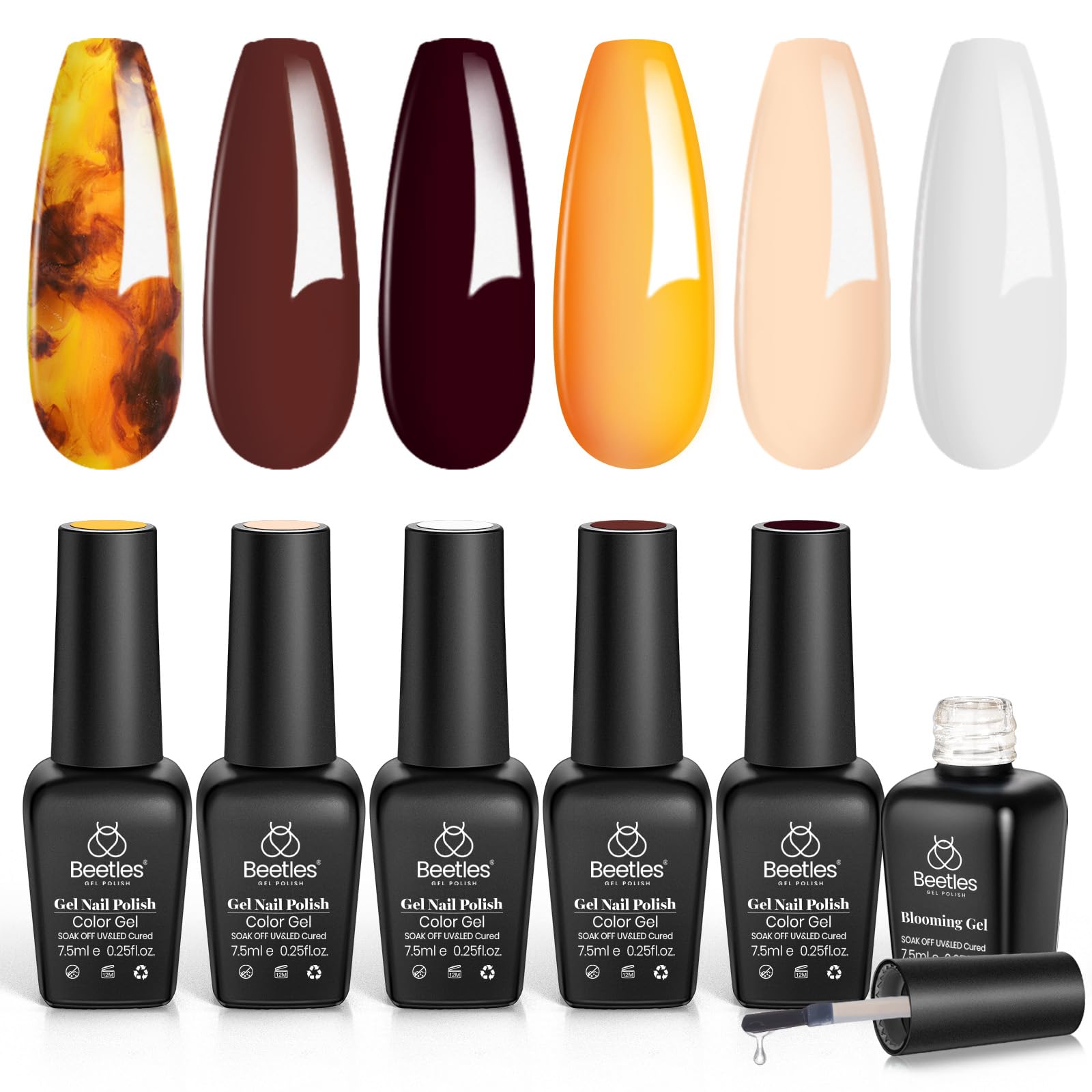 Beetles Amber Attraction winter gel polish set in brown tones, ideal for chic neutrals.