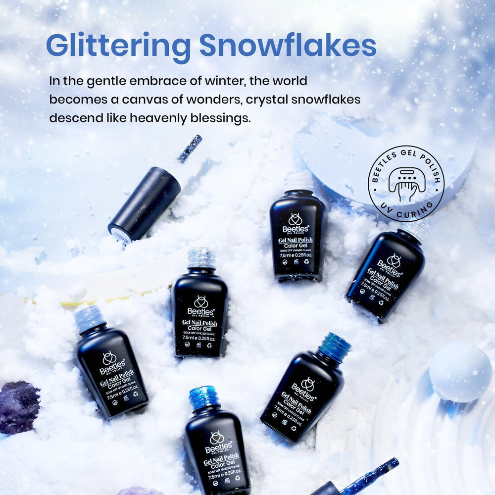 Beetles Glitter Silver gel polish for sparkling winter nails and holiday looks.