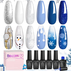 Beetles Winter Gel Polish Set Snow White for at-home manicure and festive nails.