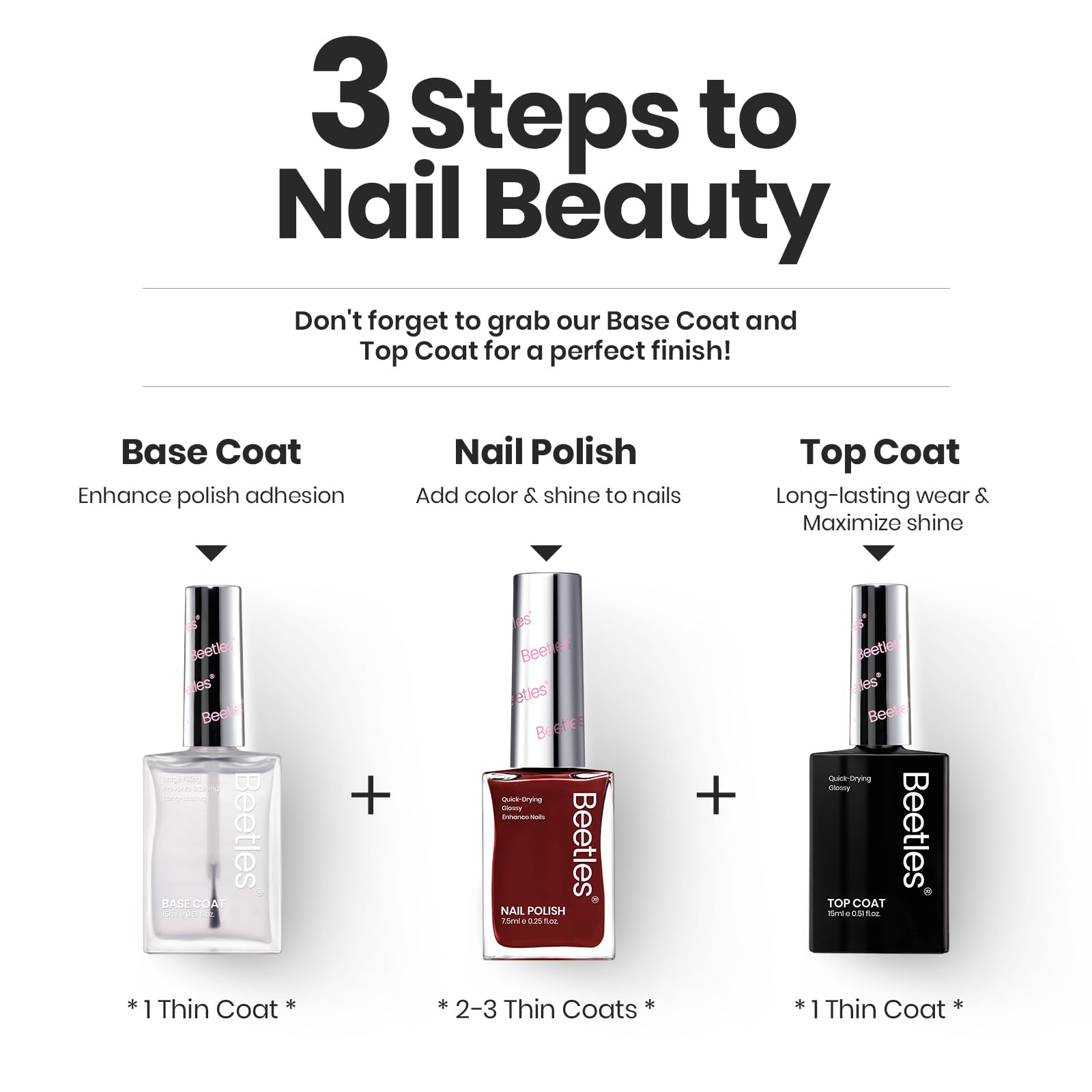 Beetles Winter Set P180 glossy finish, long-lasting shine with proper base/top coat.