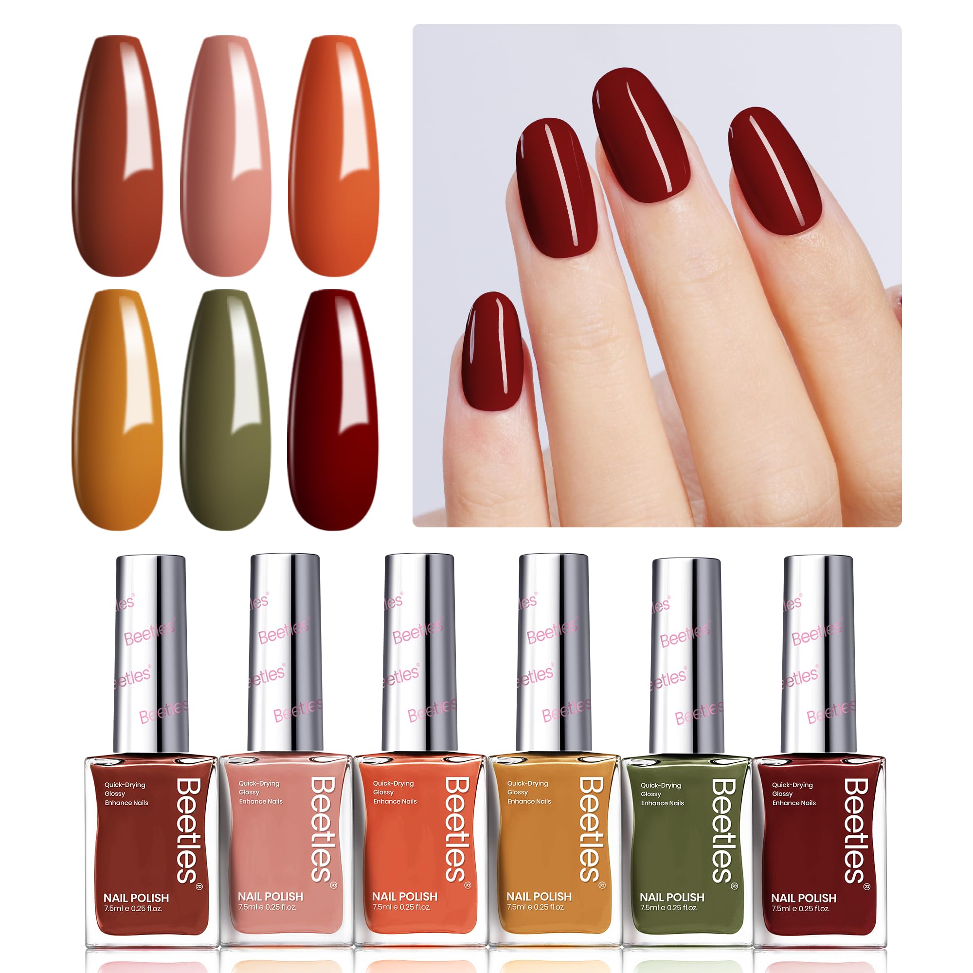 Beetles Winter Nail Polish Set P180 packaging displaying the six-color collection for autumn and winter nails.