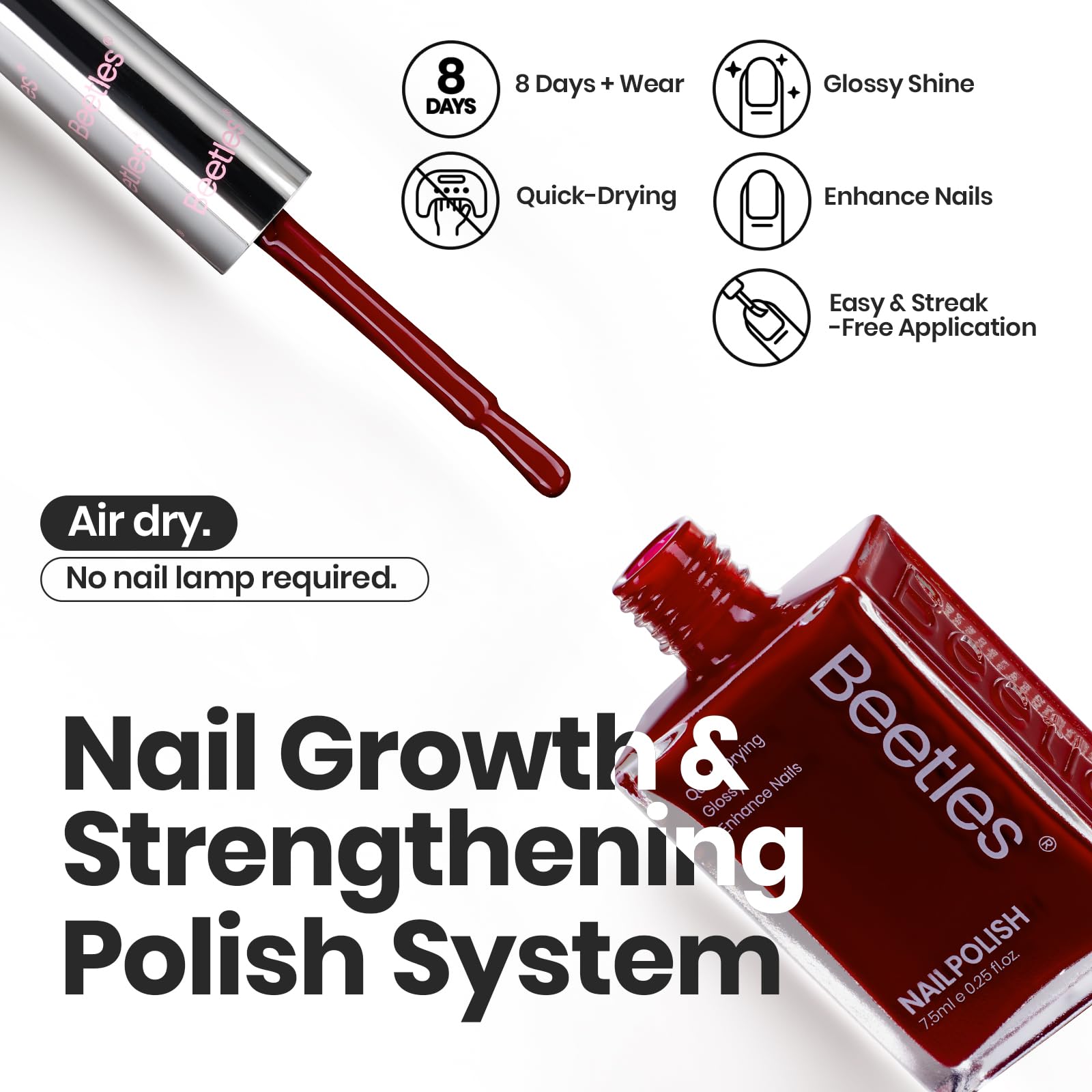 Beetles Winter Nail Polish Set P180 red shade, bold color with quick-dry finish.