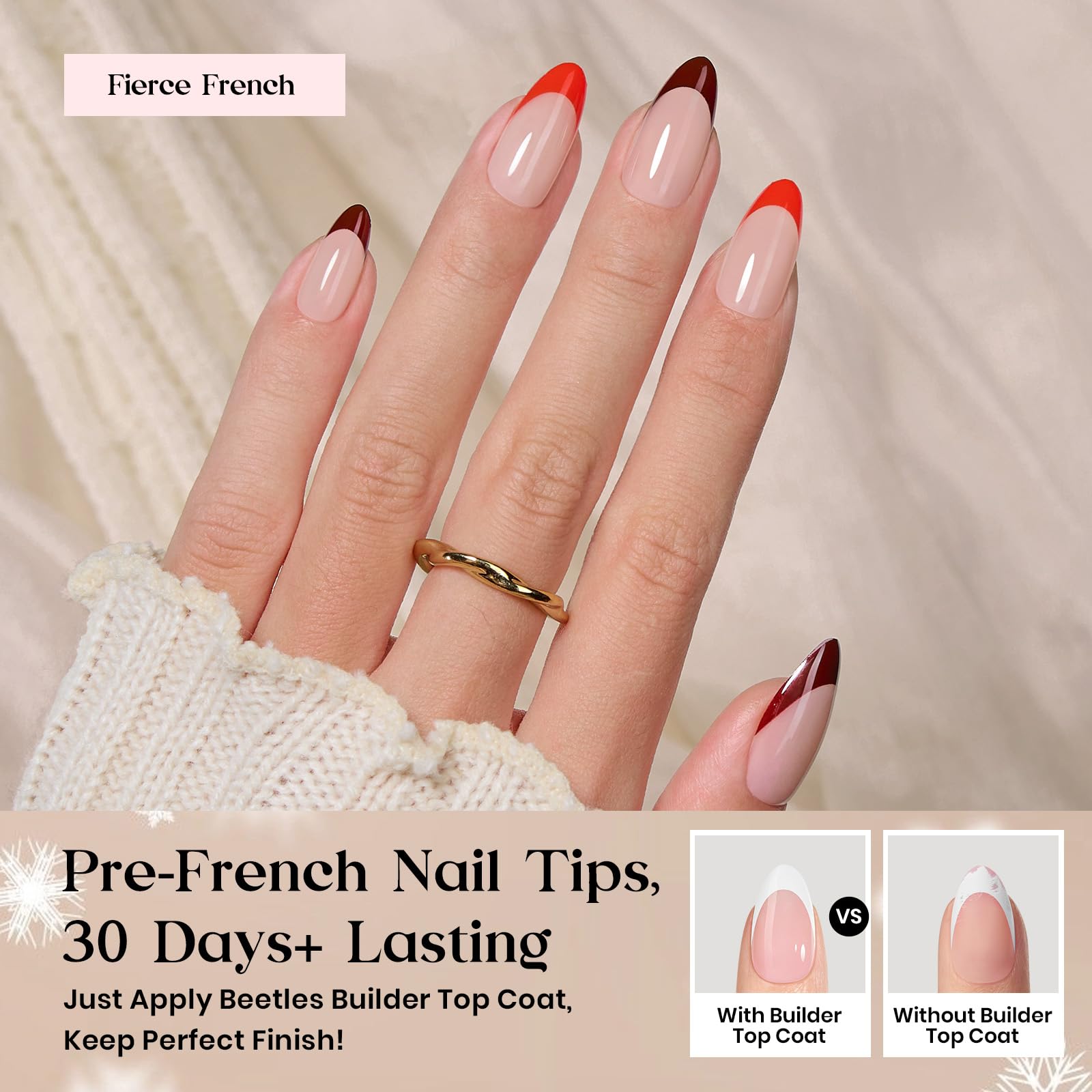 Beetles X Press Plus almond nail design for durable wear