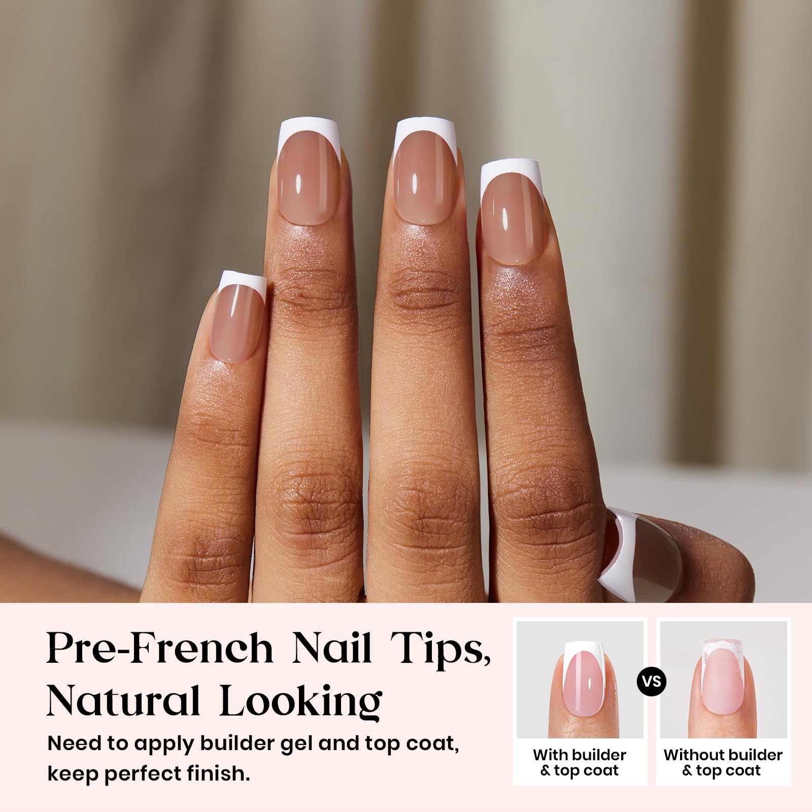 Beetles X Press Plus Brown short square tips on display, ideal for quick at-home manicure