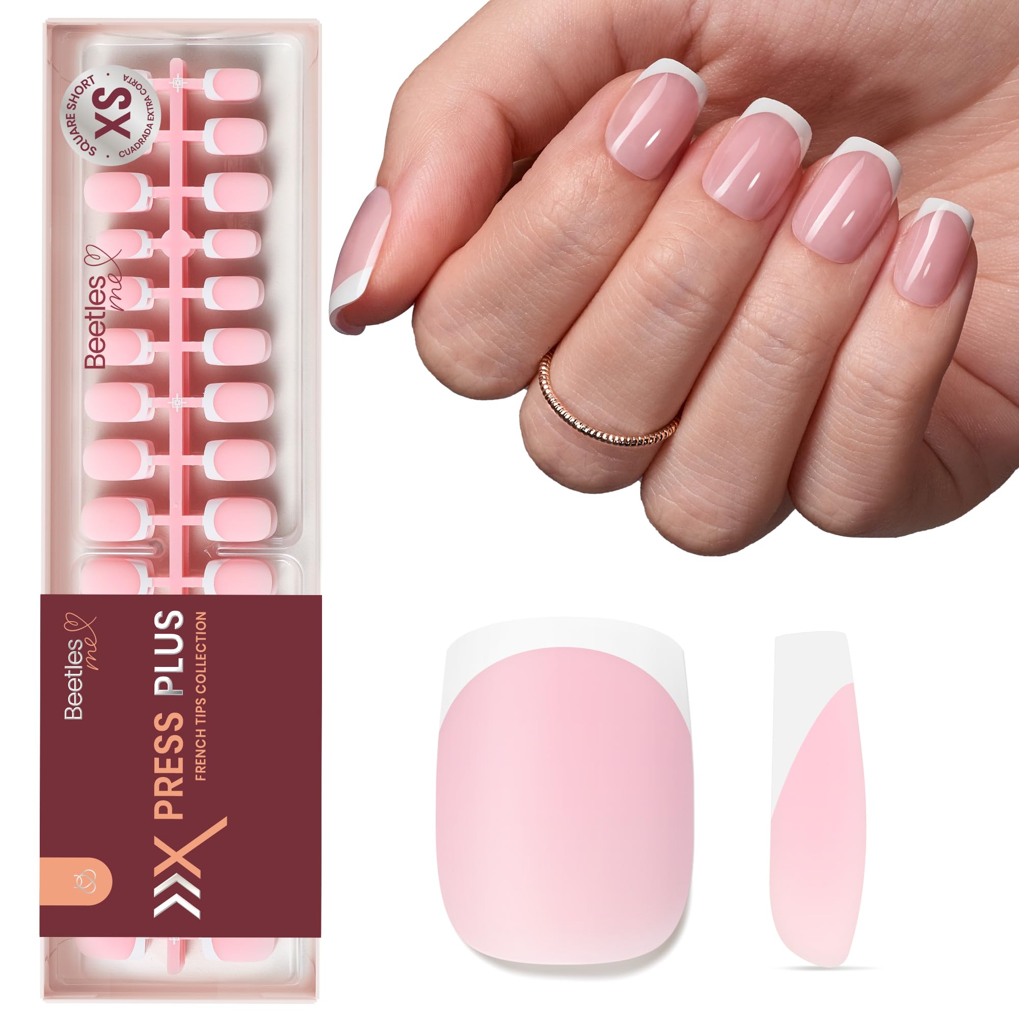 Beetles X Press Plus Peach pre-French tips for precise natural-nail fit.
