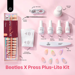 Beetles X Press Plus pre‑applied primer on soft gel tips for easy application