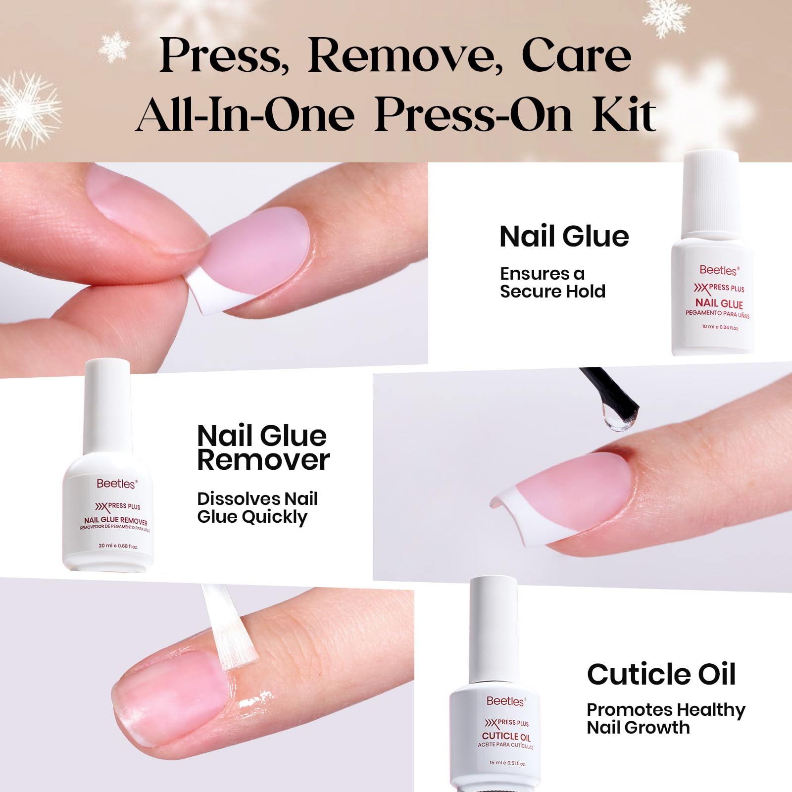 Beetles X Press Plus 160pcs press-on nails for quick manicure