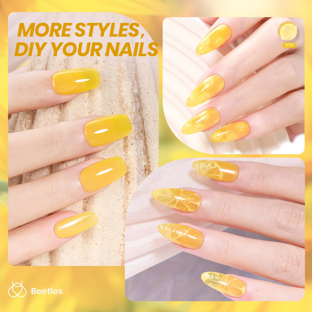 Beetles Yellow Gel Nail Polish UV cure required 60-120 seconds