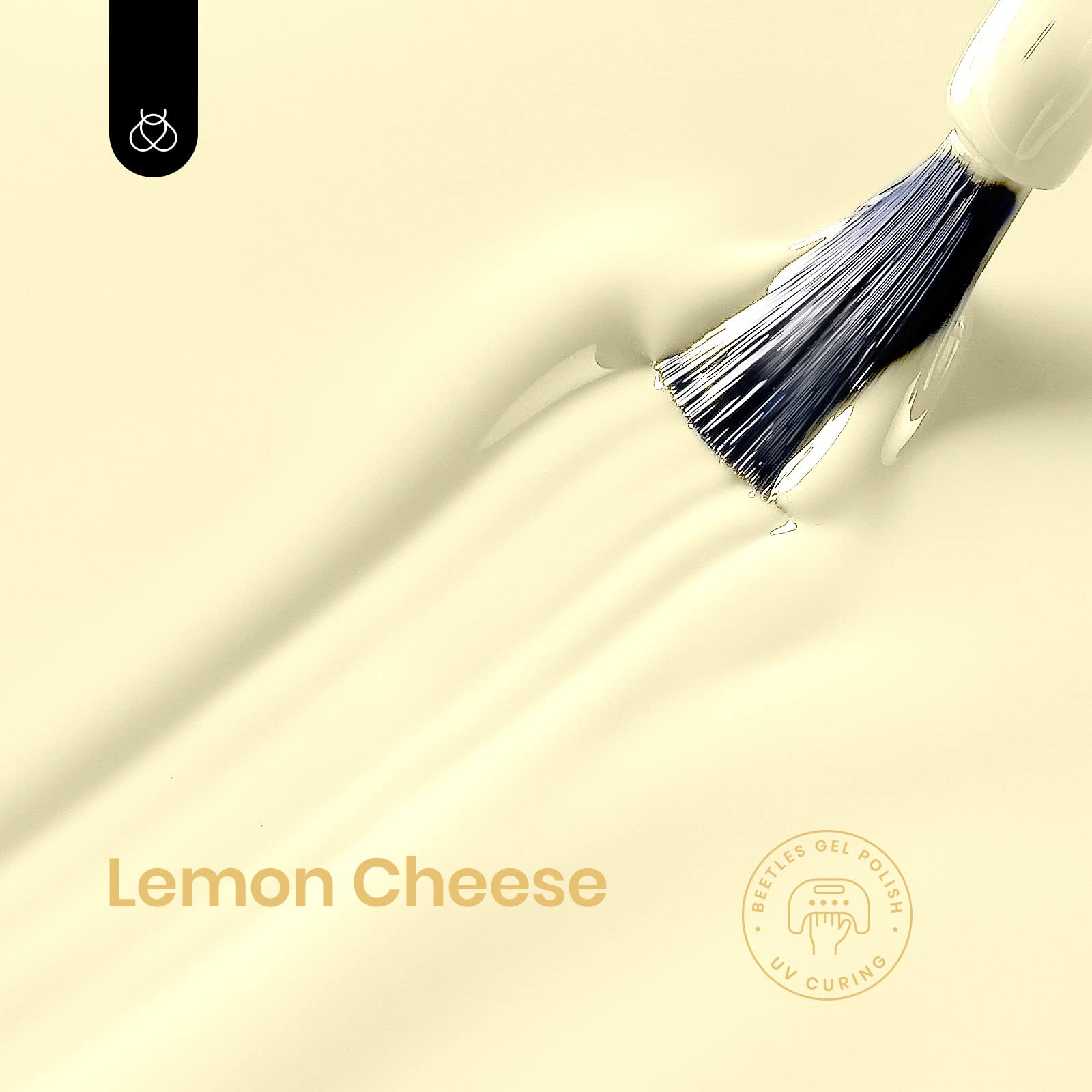 Beetles Yellow Gel Polish Lemon Cheese brush applicator ready for smooth application