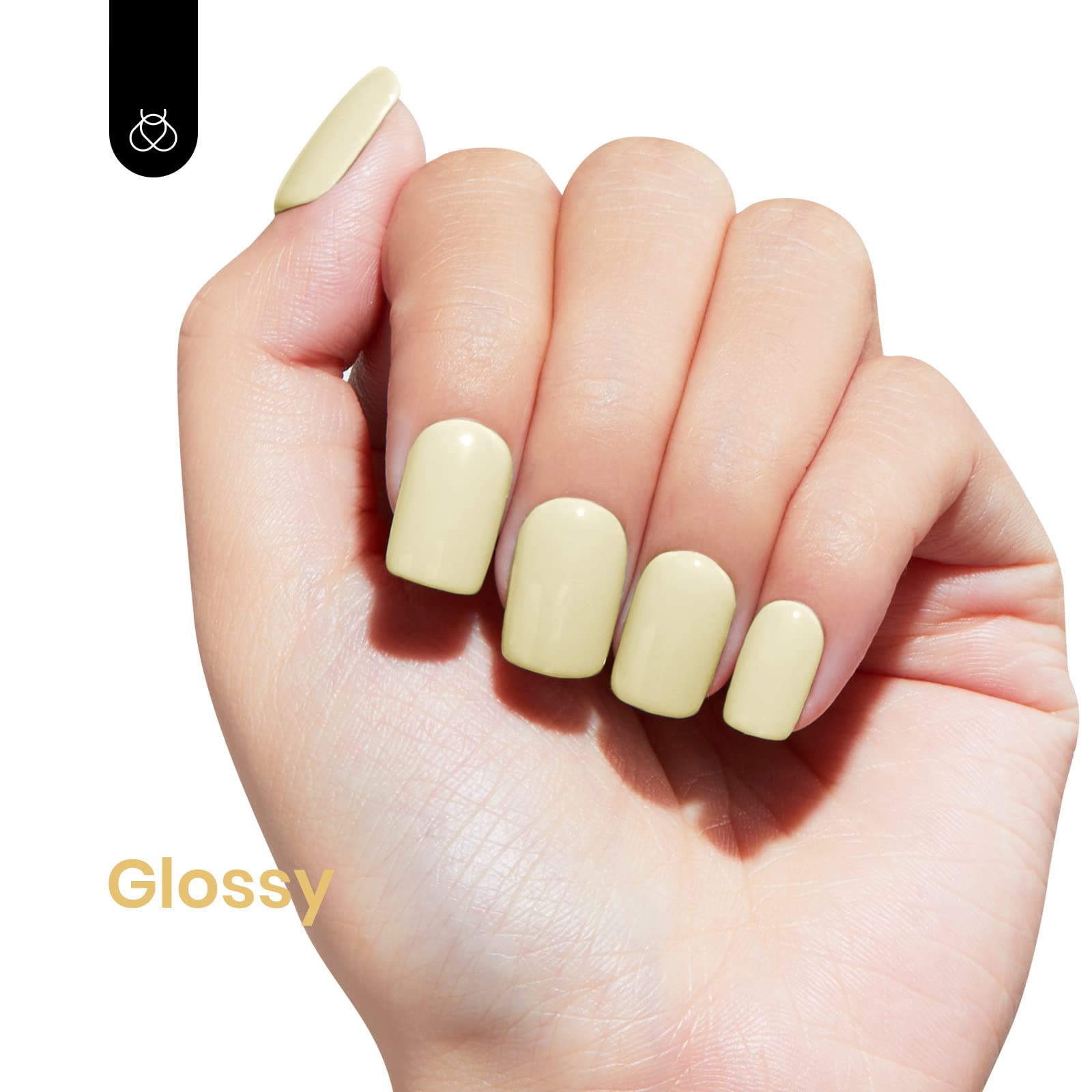 Beetles Yellow Gel Polish Lemon Cheese lid closeup highlighting glossy finish
