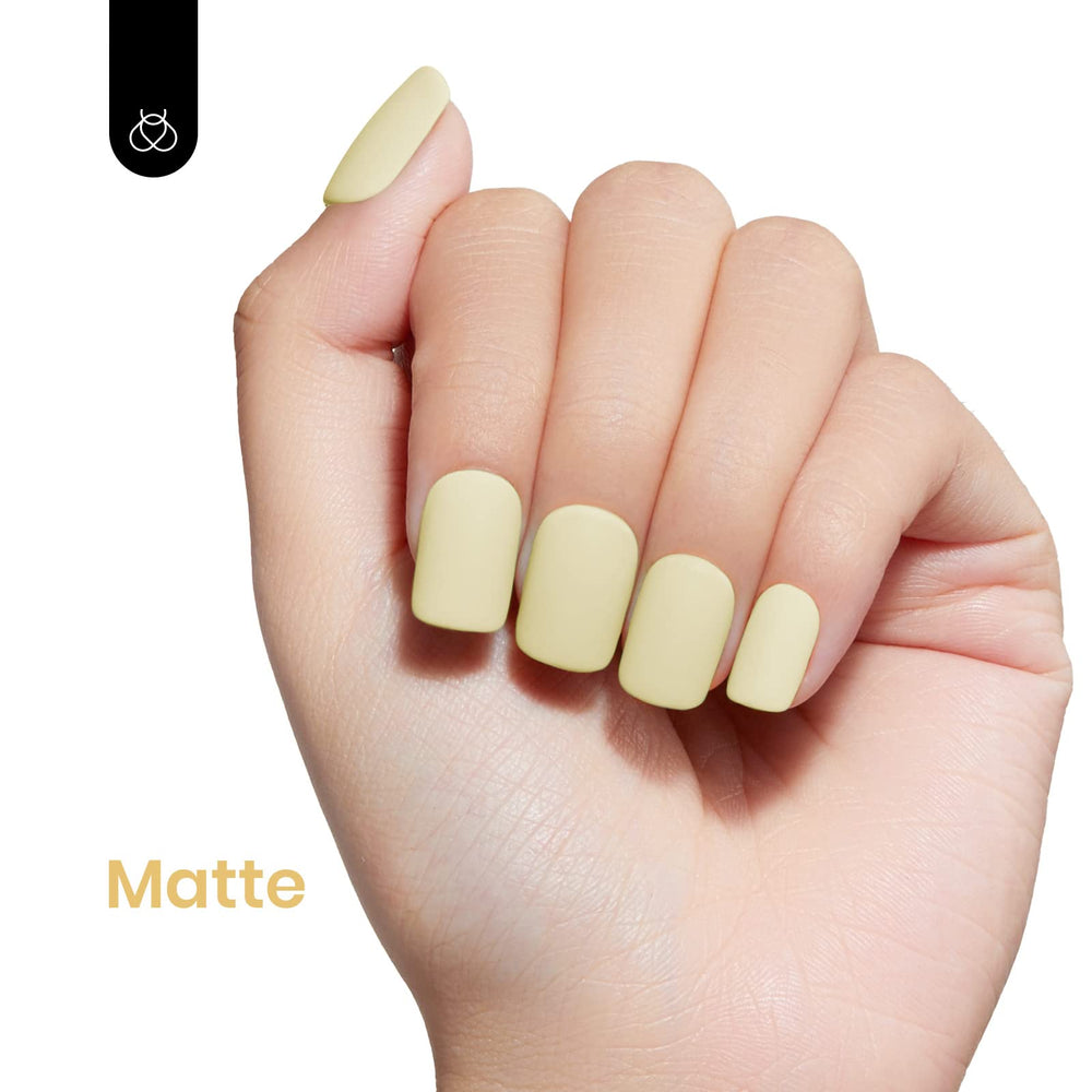 Beetles Yellow Gel Polish Lemon Cheese cures under UV/LED lamp for quick set