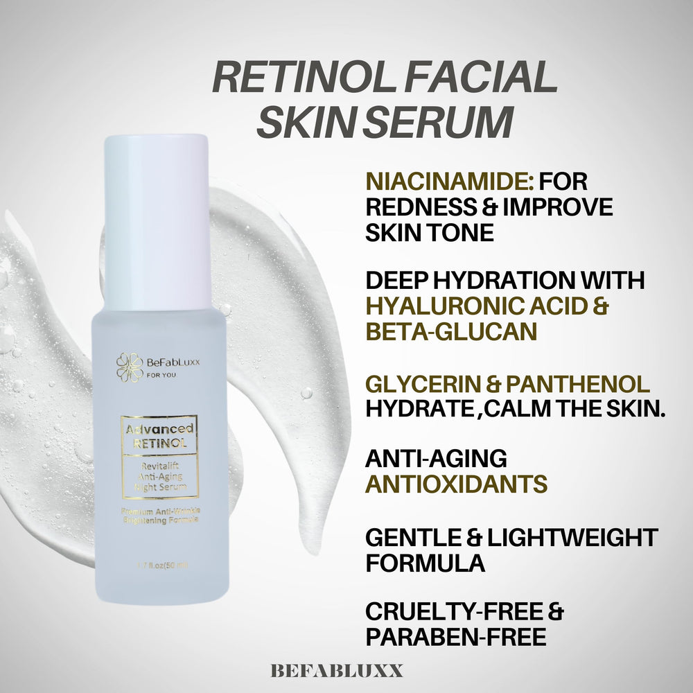 BeFabLuxx Nighttime skincare routine scene with serum glow