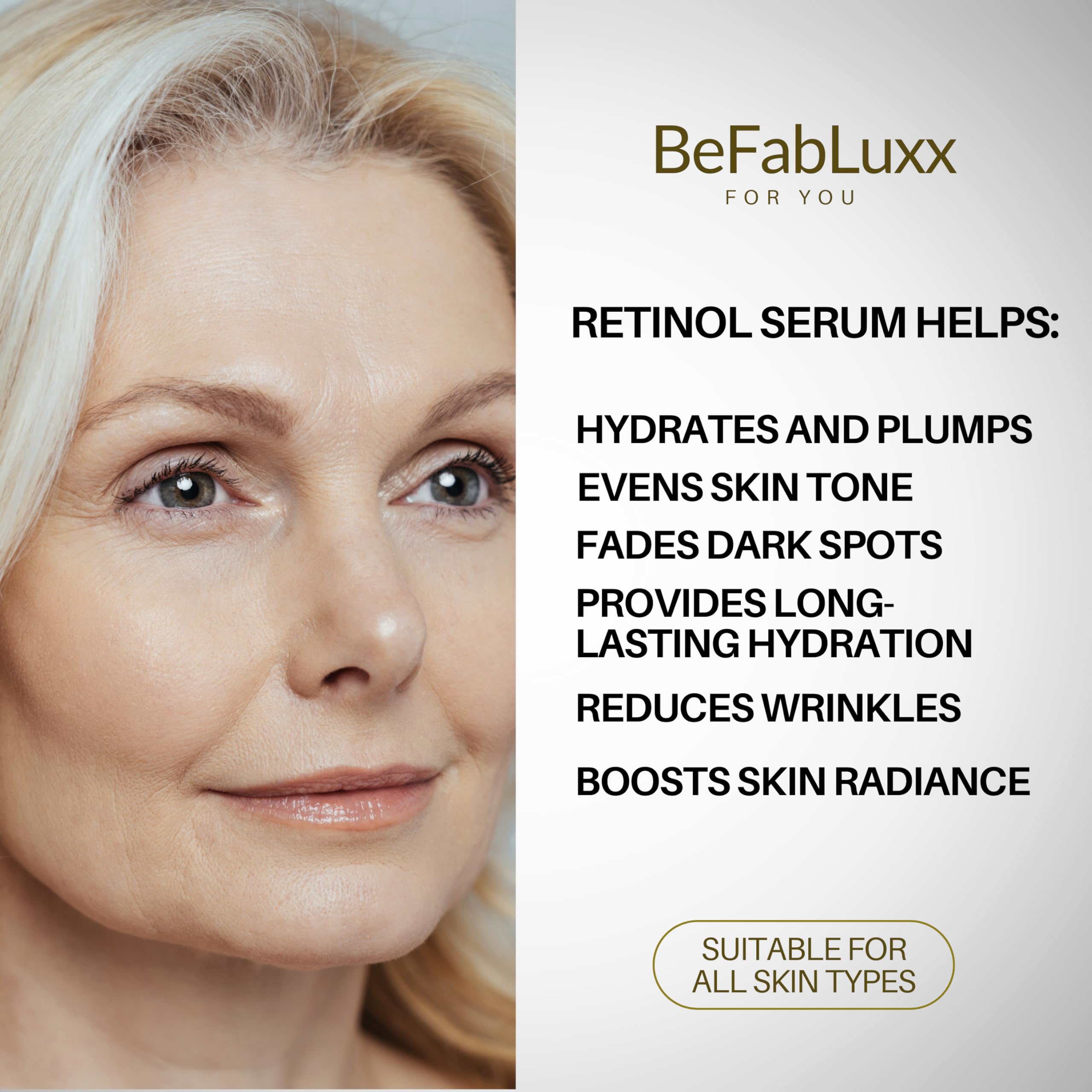 BeFabLuxx Serum application pump shown for easy nighttime use