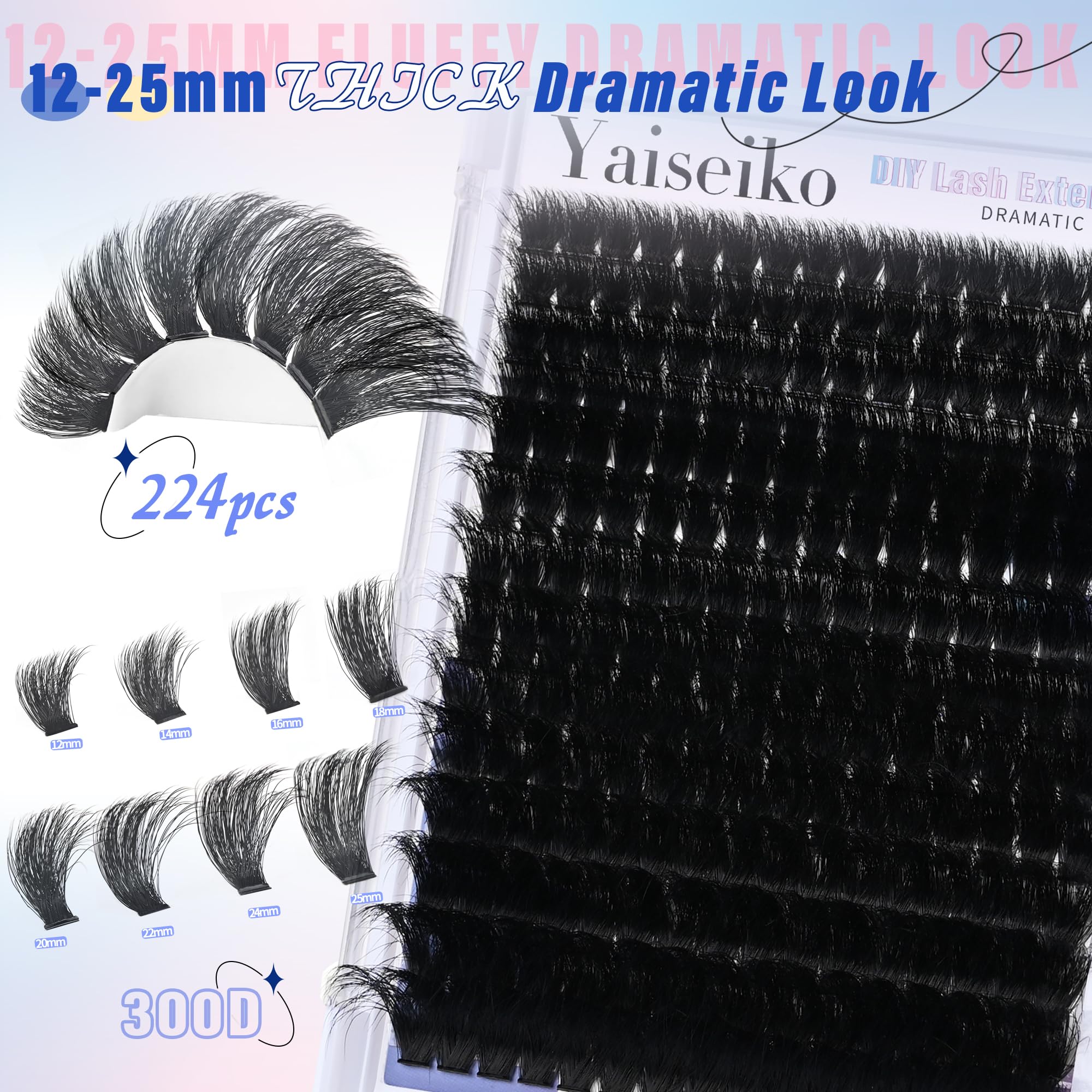 BEFACL 300D lash clusters close up with natural texture and fluff