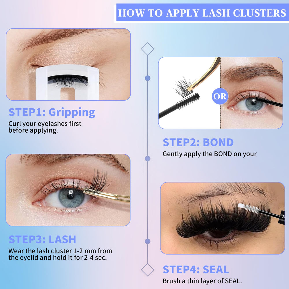 BEFACL 300D lash clusters home use setup for at home glam