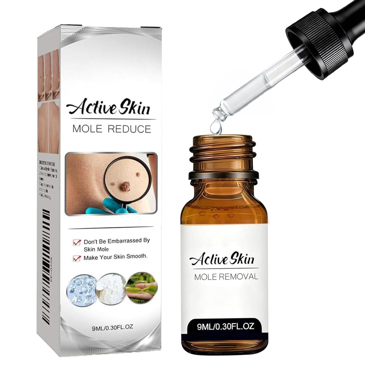 Befada Skin Mole Remover targets facial and body spots with a precise dropper.