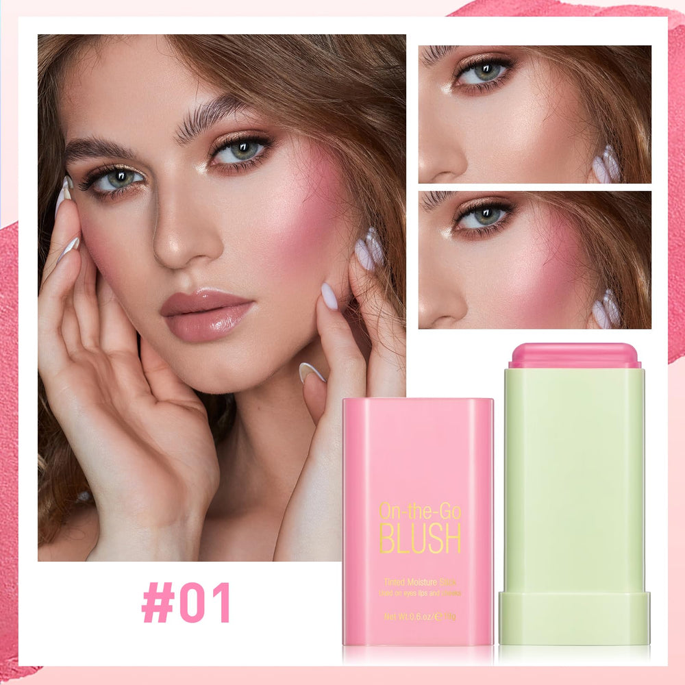 BEFIVECOK Blush Stick Shy Pink swatch on cheek for soft, blendable tint
