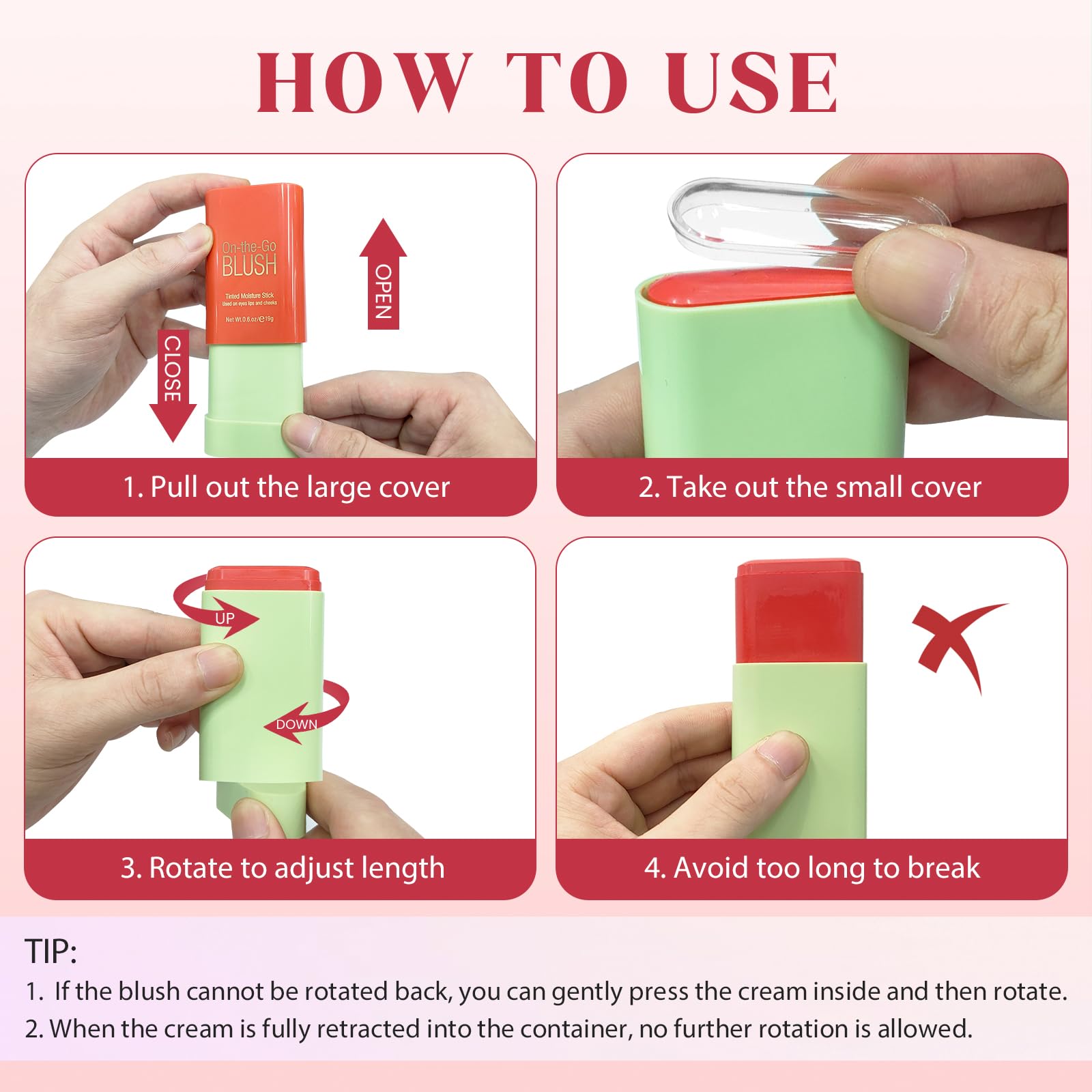 BEFIVECOK Blush Stick twist design enables easy application